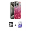 MARSİLYAN™- iPhone 15 Pro Max Kılıf Zirve Modern Prime - Siyah Bilvis 5in1 5D Magic Hayalet Cam Ekran Koruyucu + PVD Metal Kamera Lens - GS