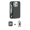 MARSİLYAN™- iPhone 15 Pro Max Kılıf Zirve Modern Prime - Siyah Bilvis Hayalet Cam Ekran Koruyucu + PVD Metal Kamera Lens - GI