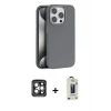 MARSİLYAN™- iPhone 15 Pro Max Kılıf Zirve Modern Prime - Siyah Bilvis Hayalet Cam Ekran Koruyucu + PVD Metal Kamera Lens - GI