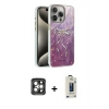 MARSİLYAN™- iPhone 15 Pro Max Kılıf Zirve Modern Prime - Siyah Bilvis Hayalet Cam Ekran Koruyucu + PVD Metal Kamera Lens - GI