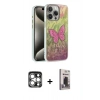 MARSİLYAN™- iPhone 15 Pro Max Kılıf Zirve Modern Prime - Siyah Bilvis Hayalet Cam Ekran Koruyucu + PVD Metal Kamera Lens - GS