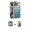 MARSİLYAN™- iPhone 15 Pro Max Kılıf Zirve Modern Prime - Siyah Bilvis Hayalet Cam Ekran Koruyucu + PVD Metal Kamera Lens - GS