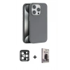 MARSİLYAN™- iPhone 15 Pro Max Kılıf Zirve Modern Prime - Siyah Bilvis Hayalet Cam Ekran Koruyucu + PVD Metal Kamera Lens - LT