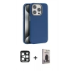 MARSİLYAN™- iPhone 15 Pro Max Kılıf Zirve Modern Prime - Siyah Bilvis Hayalet Cam Ekran Koruyucu + PVD Metal Kamera Lens - LT