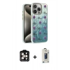 MARSİLYAN™- iPhone 15 Pro Max Kılıf Zirve Modern Prime - Siyah Bilvis Hayalet Cam Ekran Koruyucu + PVD Metal Kamera Lens - TU