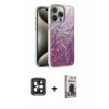 MARSİLYAN™- iPhone 15 Pro Max Kılıf Zirve Modern Prime - Siyah Bilvis Hayalet Cam Ekran Koruyucu + PVD Metal Kamera Lens - SH