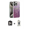 MARSİLYAN™- iPhone 15 Pro Max Kılıf Zirve Modern Prime - Siyah Bilvis Hayalet Cam Ekran Koruyucu + PVD Metal Kamera Lens - TU