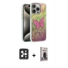 MARSİLYAN™- iPhone 15 Pro Max Kılıf Zirve Modern Prime - Siyah Bilvis Hayalet Cam Ekran Koruyucu + PVD Metal Kamera Lens - SH