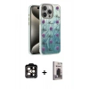 MARSİLYAN™- iPhone 15 Pro Max Kılıf Zirve Modern Prime - Siyah Bilvis Hayalet Cam Ekran Koruyucu + PVD Metal Kamera Lens - TU