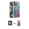 MARSİLYAN™- iPhone 15 Pro Max Kılıf Zirve Modern Prime - Siyah Bilvis Hayalet Cam Ekran Koruyucu + PVD Metal Kamera Lens - SH