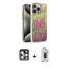 MARSİLYAN™- iPhone 15 Pro Max Kılıf Zirve Modern Prime - Siyah Bilvis Hayalet Cam Ekran Koruyucu + PVD Metal Kamera Lens - LT