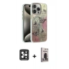 MARSİLYAN™- iPhone 15 Pro Max Kılıf Zirve Modern Prime - Siyah Bilvis Hayalet Cam Ekran Koruyucu + PVD Metal Kamera Lens - SH