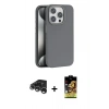 MARSİLYAN™- iPhone 15 Pro Max Kılıf Zirve Modern Prime - Siyah Buffer Cam Ekran Koruyucu + Gümüş Raze Metal Kamera Lens