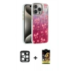 MARSİLYAN™- iPhone 15 Pro Max Kılıf Zirve Modern Prime - Siyah Buffer Cam Ekran Koruyucu + Lacivert PVD Metal Kamera Lens