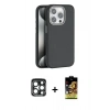 MARSİLYAN™- iPhone 15 Pro Max Kılıf Zirve Modern Prime - Siyah Buffer Cam Ekran Koruyucu + PVD Metal Kamera Lens - LT