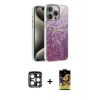 MARSİLYAN™- iPhone 15 Pro Max Kılıf Zirve Modern Prime - Siyah Buffer Cam Ekran Koruyucu + Lacivert PVD Metal Kamera Lens
