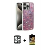 MARSİLYAN™- iPhone 15 Pro Max Kılıf Zirve Modern Prime - Siyah Buffer Cam Ekran Koruyucu + Lacivert PVD Metal Kamera Lens