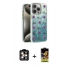 MARSİLYAN™- iPhone 15 Pro Max Kılıf Zirve Modern Prime - Siyah Buffer Cam Ekran Koruyucu + Turuncu PVD Metal Kamera Lens