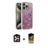 MARSİLYAN™- iPhone 15 Pro Max Kılıf Zirve Modern Prime - Siyah Buffer Cam Ekran Koruyucu + Turuncu PVD Metal Kamera Lens