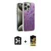 MARSİLYAN™- iPhone 15 Pro Max Kılıf Zirve Modern Prime - Siyah Buffer Cam Ekran Koruyucu + Turuncu PVD Metal Kamera Lens