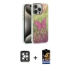 MARSİLYAN™- iPhone 15 Pro Max Kılıf Zirve Modern Prime - Siyah Buffer Hayalet Cam Ekran Koruyucu + PVD Metal Kamera Lens - GI