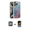 MARSİLYAN™- iPhone 15 Pro Max Kılıf Zirve Modern Prime - Siyah Buffer Hayalet Cam Ekran Koruyucu + PVD Metal Kamera Lens - GI