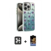 MARSİLYAN™- iPhone 15 Pro Max Kılıf Zirve Modern Prime - Siyah Buffer Hayalet Cam Ekran Koruyucu + PVD Metal Kamera Lens - GI