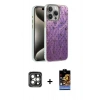 MARSİLYAN™- iPhone 15 Pro Max Kılıf Zirve Modern Prime - Siyah Buffer Hayalet Cam Ekran Koruyucu + PVD Metal Kamera Lens - GI