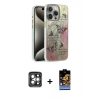 MARSİLYAN™- iPhone 15 Pro Max Kılıf Zirve Modern Prime - Siyah Buffer Hayalet Cam Ekran Koruyucu + PVD Metal Kamera Lens - GI