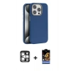 MARSİLYAN™- iPhone 15 Pro Max Kılıf Zirve Modern Prime - Siyah Buffer Hayalet Cam Ekran Koruyucu + PVD Metal Kamera Lens - GS