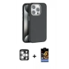 MARSİLYAN™- iPhone 15 Pro Max Kılıf Zirve Modern Prime - Siyah Buffer Hayalet Cam Ekran Koruyucu + PVD Metal Kamera Lens - GS