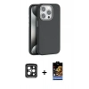 MARSİLYAN™- iPhone 15 Pro Max Kılıf Zirve Modern Prime - Siyah Buffer Hayalet Cam Ekran Koruyucu + PVD Metal Kamera Lens - SH