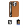 MARSİLYAN™- iPhone 15 Pro Max Kılıf Zirve Modern Prime - Siyah Buffer Hayalet Cam Ekran Koruyucu + PVD Metal Kamera Lens - GI