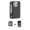 MARSİLYAN™- iPhone 15 Pro Max Kılıf Zirve Modern Prime - Siyah Buffer Hayalet Cam Ekran Koruyucu + PVD Metal Kamera Lens - LT