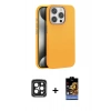 MARSİLYAN™- iPhone 15 Pro Max Kılıf Zirve Modern Prime - Siyah Buffer Hayalet Cam Ekran Koruyucu + PVD Metal Kamera Lens - SH