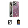 MARSİLYAN™- iPhone 15 Pro Max Kılıf Zirve Modern Prime - Siyah Buffer Hayalet Cam Ekran Koruyucu + PVD Metal Kamera Lens - SH