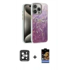 MARSİLYAN™- iPhone 15 Pro Max Kılıf Zirve Modern Prime - Siyah Buffer Hayalet Cam Ekran Koruyucu + PVD Metal Kamera Lens - SH