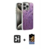 MARSİLYAN™- iPhone 15 Pro Max Kılıf Zirve Modern Prime - Siyah Buffer Hayalet Cam Ekran Koruyucu + PVD Metal Kamera Lens - SH