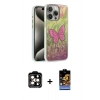 MARSİLYAN™- iPhone 15 Pro Max Kılıf Zirve Modern Prime - Siyah Buffer Hayalet Cam Ekran Koruyucu + PVD Metal Kamera Lens - TU