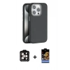 MARSİLYAN™- iPhone 15 Pro Max Kılıf Zirve Modern Prime - Siyah Buffer Hayalet Cam Ekran Koruyucu + PVD Metal Kamera Lens - TU