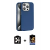 MARSİLYAN™- iPhone 15 Pro Max Kılıf Zirve Modern Prime - Siyah Buffer Hayalet Cam Ekran Koruyucu + PVD Metal Kamera Lens - TU