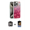 MARSİLYAN™- iPhone 15 Pro Max Kılıf Zirve Modern Prime - Siyah Buffer Hayalet Cam Ekran Koruyucu + PVD Metal Kamera Lens - TU