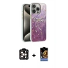 MARSİLYAN™- iPhone 15 Pro Max Kılıf Zirve Modern Prime - Siyah Buffer Hayalet Cam Ekran Koruyucu + PVD Metal Kamera Lens - TU