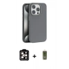 MARSİLYAN™- iPhone 15 Pro Max Kılıf Zirve Modern Prime - Siyah Joko Magic 5D Hayalet Cam + PVD Metal Kamera Lens - TU