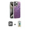 MARSİLYAN™- iPhone 15 Pro Max Kılıf Zirve Modern Prime - Siyah Polymer Nano Ekran Koruyucu + PVD Metal Kamera Lens - GI