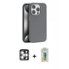 MARSİLYAN™- iPhone 15 Pro Max Kılıf Zirve Modern Prime - Siyah Polymer Nano Ekran Koruyucu + PVD Metal Kamera Lens - GS