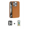 MARSİLYAN™- iPhone 15 Pro Max Kılıf Zirve Modern Prime - Siyah Polymer Nano Ekran Koruyucu + PVD Metal Kamera Lens - LT