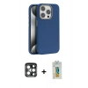 MARSİLYAN™- iPhone 15 Pro Max Kılıf Zirve Modern Prime - Siyah Polymer Nano Ekran Koruyucu + PVD Metal Kamera Lens - LT