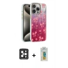 MARSİLYAN™- iPhone 15 Pro Max Kılıf Zirve Modern Prime - Siyah Polymer Nano Ekran Koruyucu + PVD Metal Kamera Lens - SH