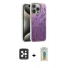 MARSİLYAN™- iPhone 15 Pro Max Kılıf Zirve Modern Prime - Siyah Polymer Nano Ekran Koruyucu + PVD Metal Kamera Lens - SH